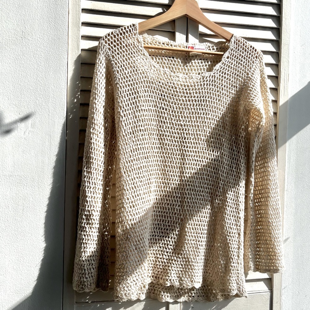 Paul Harris Vintage Early 2000s Crochet Beige Sweater